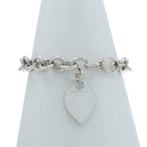 Tiffany & Co. Heart Bracelet Charm Bracelet 7 3/4" Ster 925 Engravable Starter